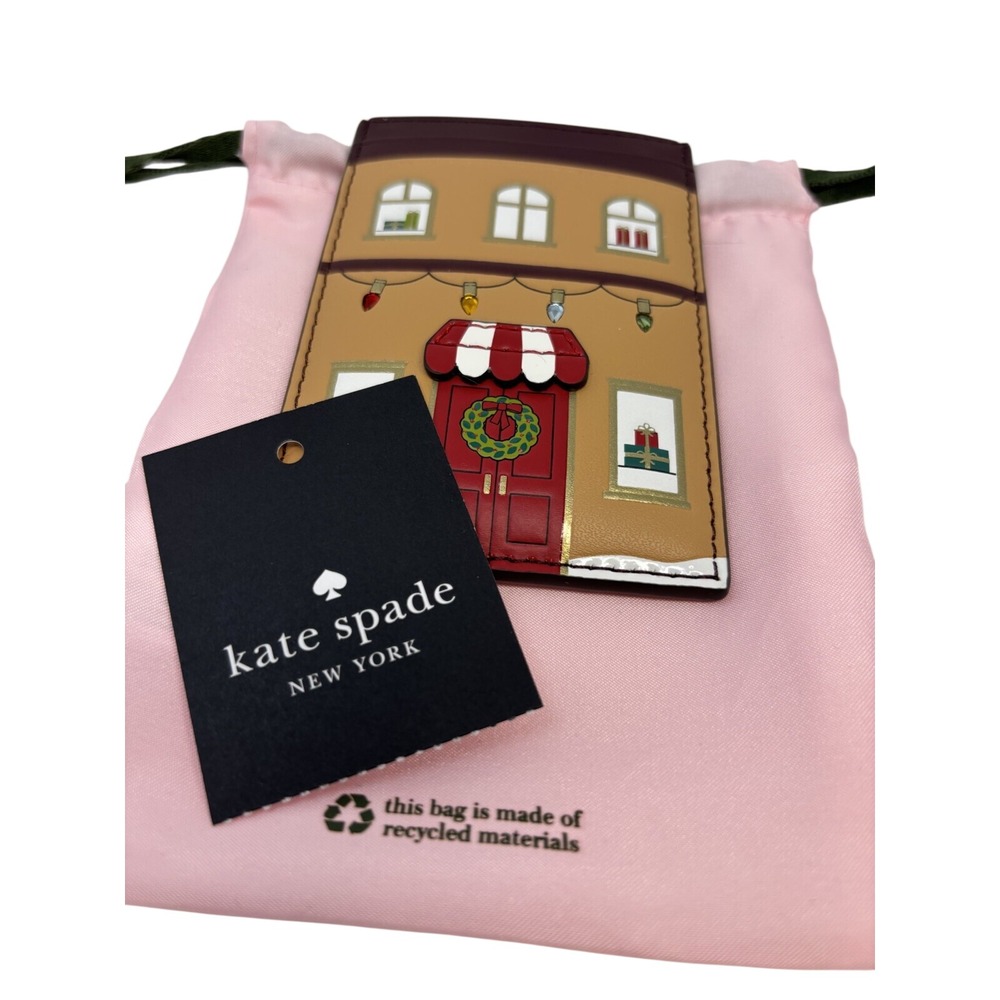 Kate Spade Womens Wallet Cardholder KJ072 Gingerbread House Slim Oh What Fun NWT
